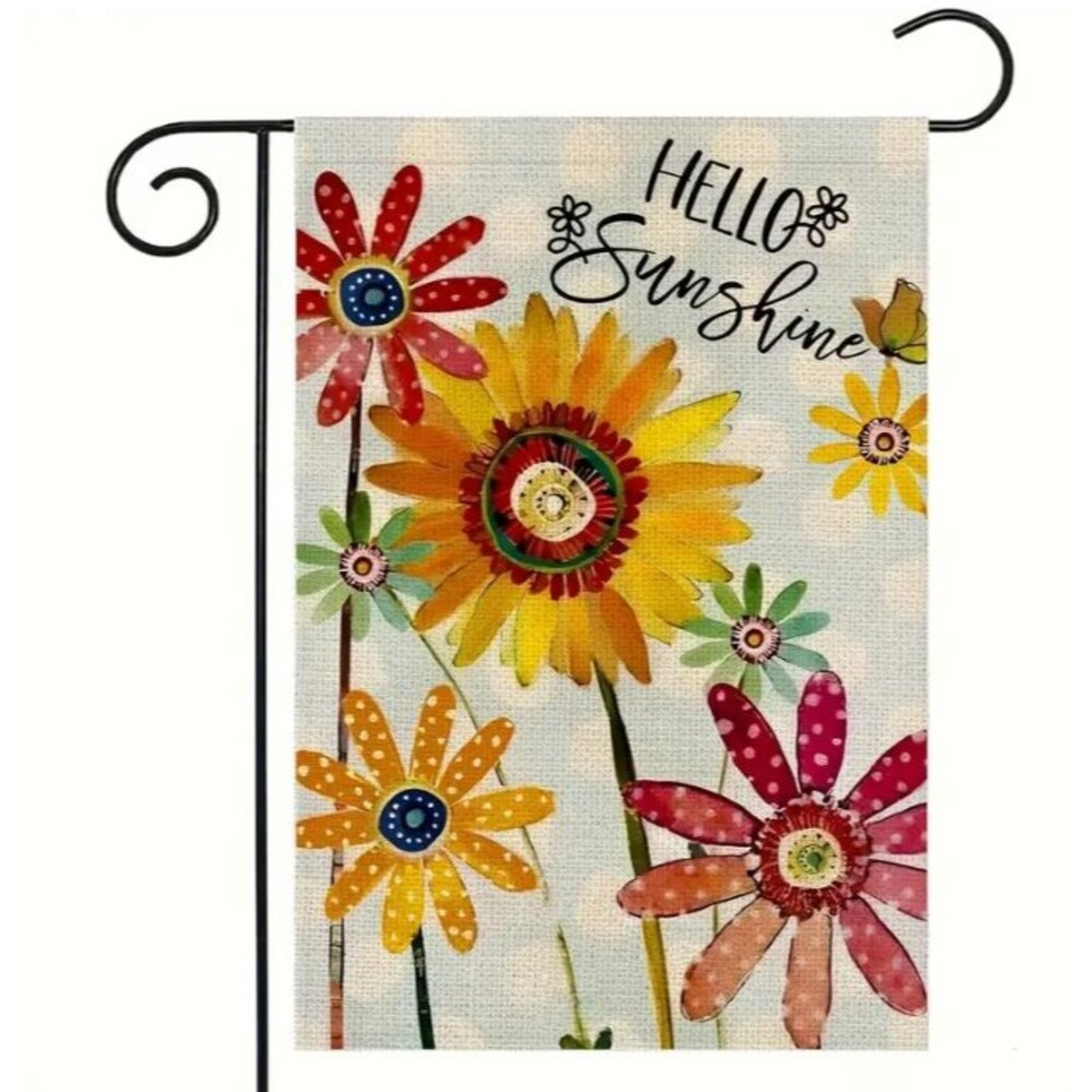 Garden Flag 12x18in Double sided Flowers Polyester Hello Sunshine
